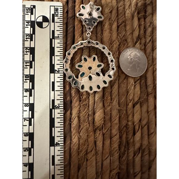 STUNNING!!! 2.5” Green Turquoise Dangle Round Earrings - Picture 3 of 3